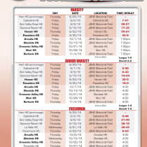 JBHS 2016 Football Book Schedule